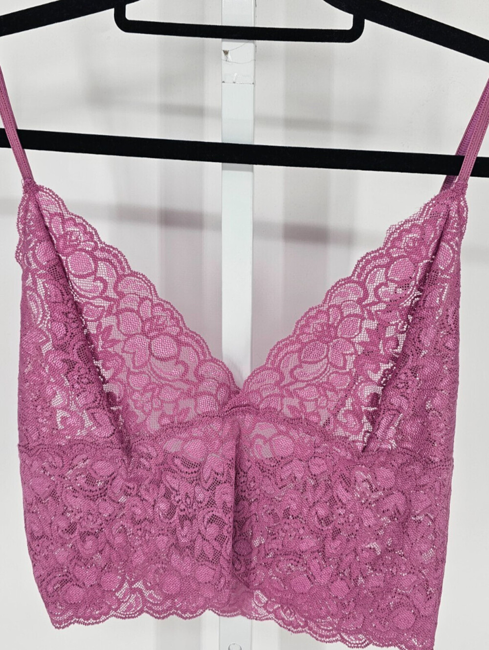 Hillard & Hanson Womens Sz XL Longline Bralette V Neck Purple Lace NEW